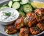 Crunchy Air Fryer Salmon Bites with Cucumber Salad